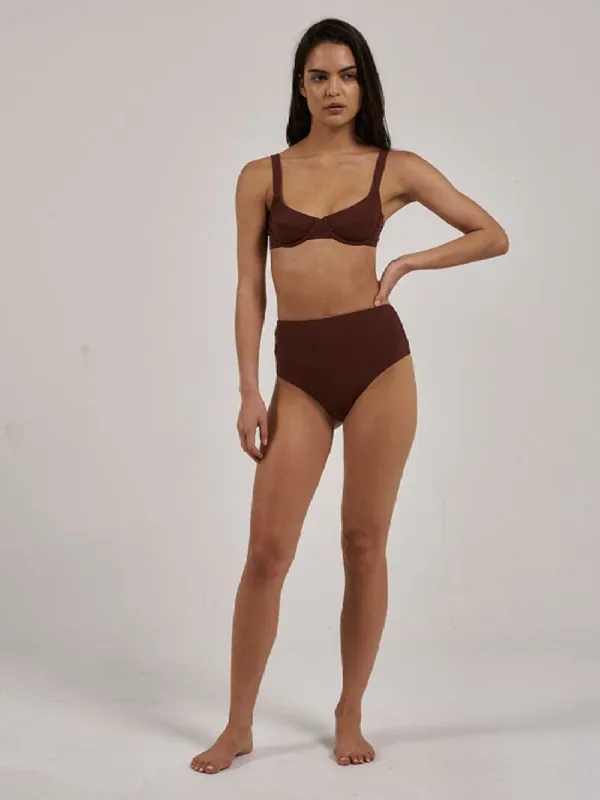 Paradise Code High Waist Bikini Bottom - Chimney Red sold by Thrills