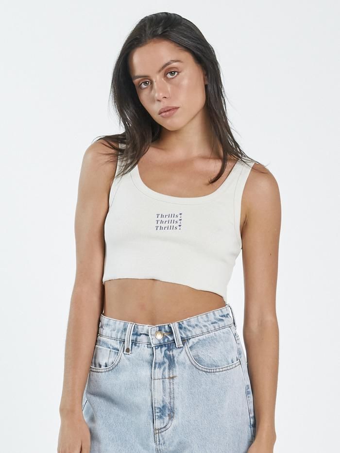 Thrills Unlimited Retro Crop Tank - Heritage White sold by Thrills