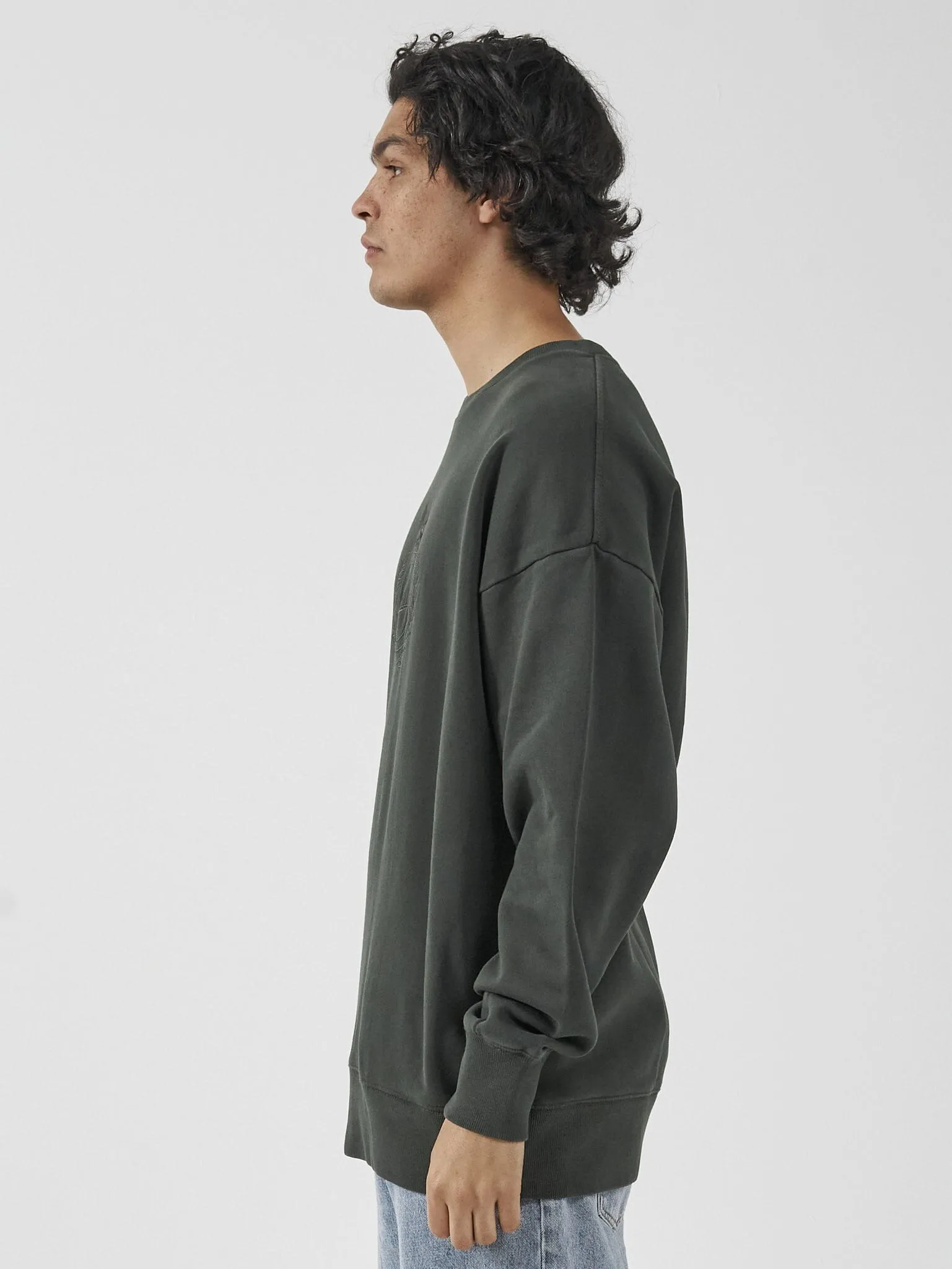 Engineered For Speed Slouch Crew Neck Fleece - Oil Green sold by Thrills product image thumbnail 3