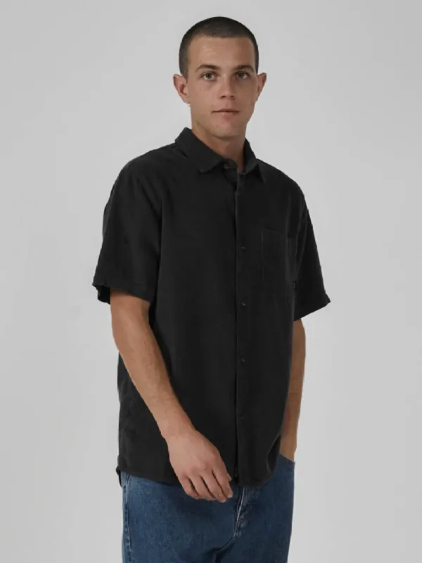 Stranded Cord Short Sleeve Shirt - Dark Charcoal sold by Thrills