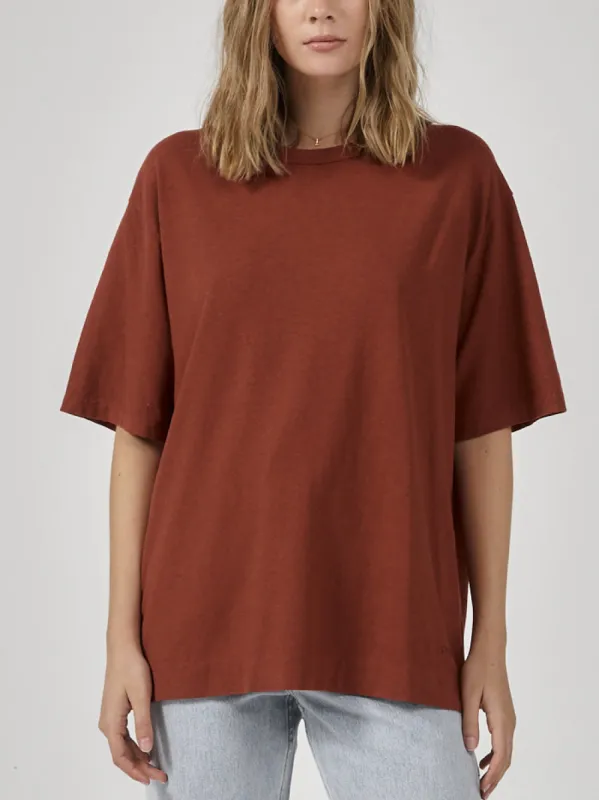 Hemp Lightweight Box Fit Tee - Burnt Henna sold by Thrills