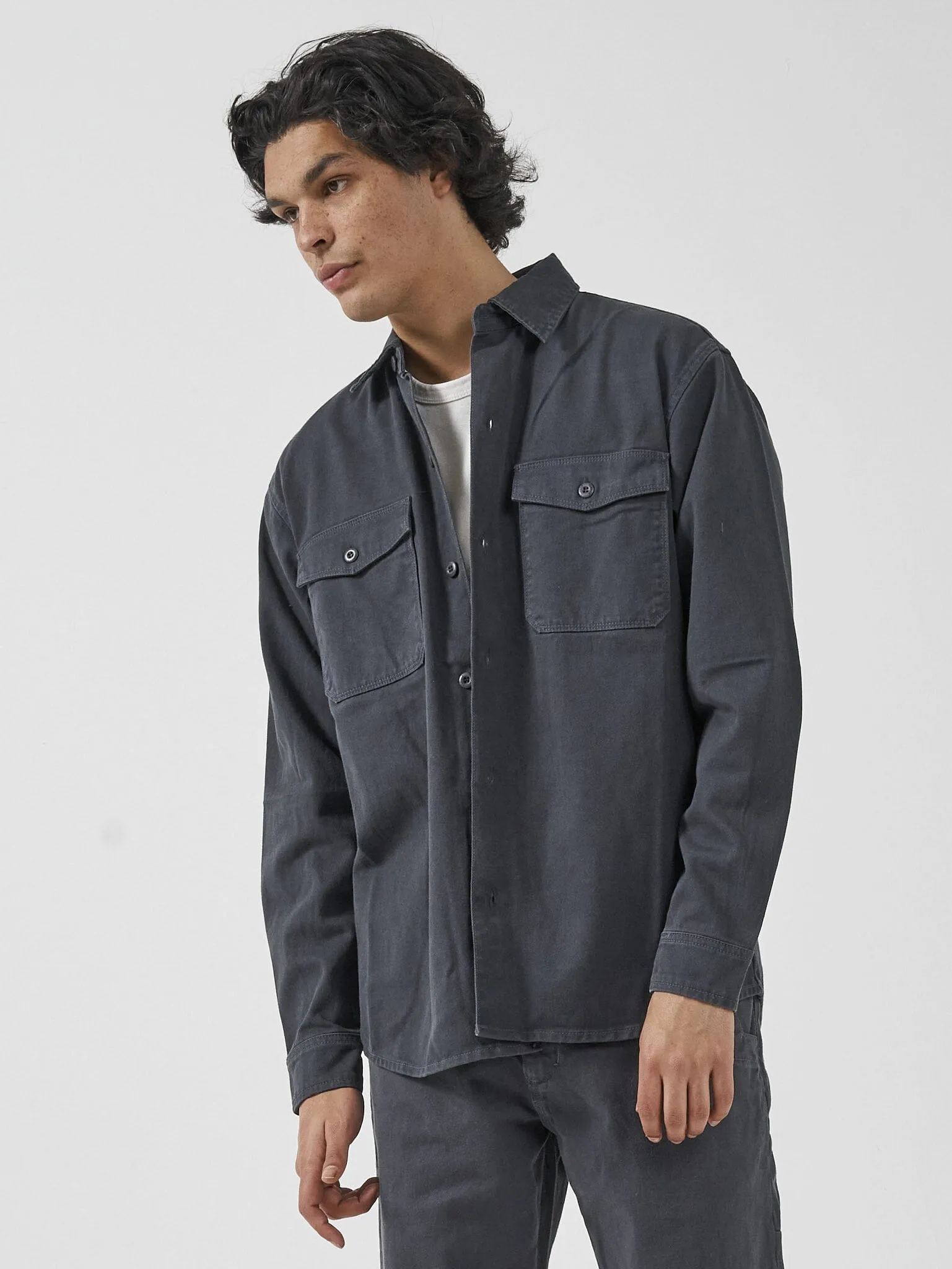 Thrills Union Long Sleeve Work Shirt - Petrol sold by Thrills product image thumbnail 4
