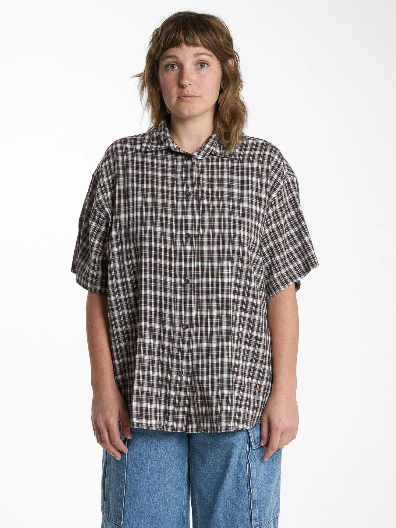 Womens Hard Yakka X Thrills Short Sleeve Check Shirt - Postal Brown sold by Thrills product image thumbnail 2