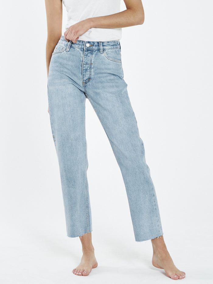 Paige Mid Rise Jean - Dust Blue sold by Thrills