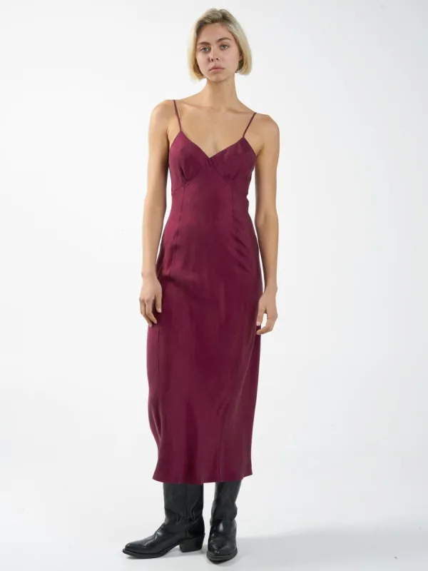 Chelsea Full Length Slip Dress - Wine sold by Thrills