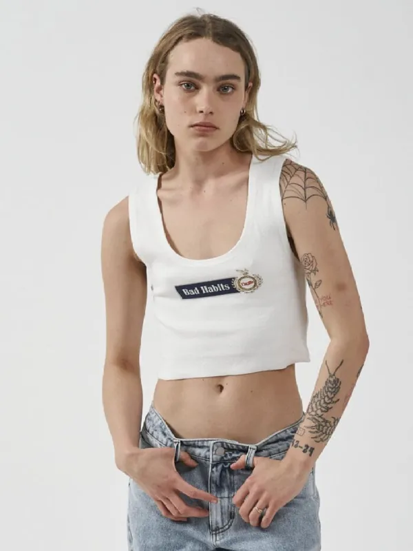 Habitually Bad Crop Rib Singlet - Dirty White sold by Thrills