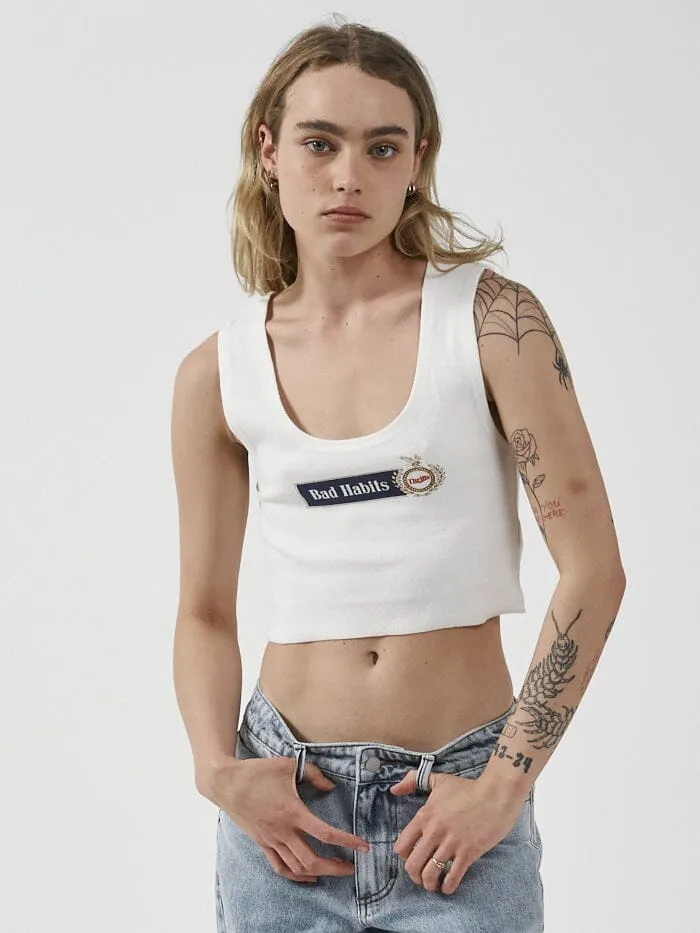Habitually Bad Crop Rib Singlet - Dirty White sold by Thrills