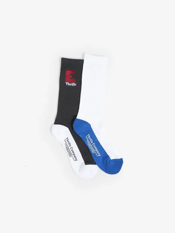 United Front 2 Pack Sock - Ebony - White sold by Thrills