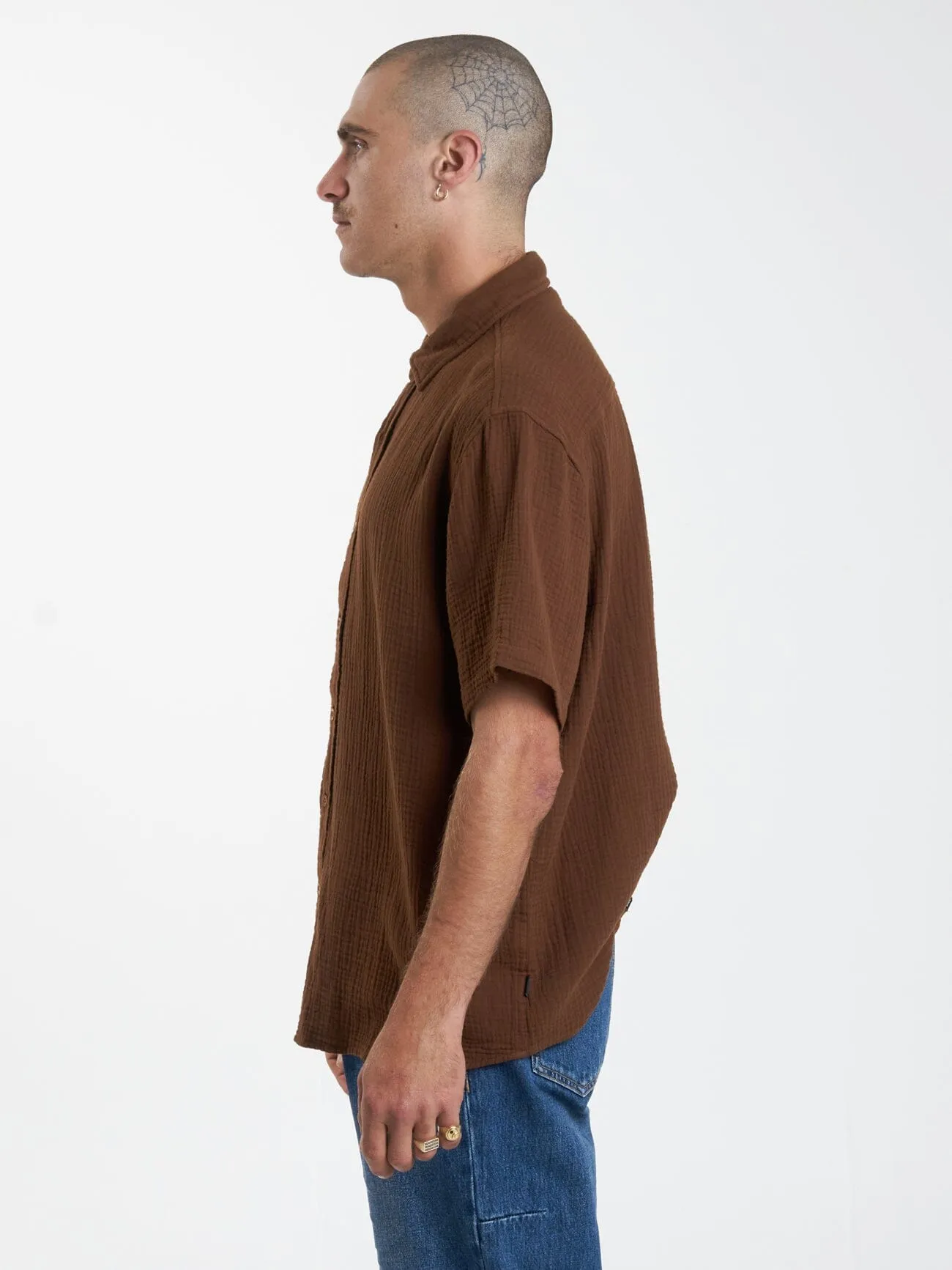 Minimal Thrills Seersucker Short Sleeve Shirt - Chestnut sold by Thrills product image thumbnail 3