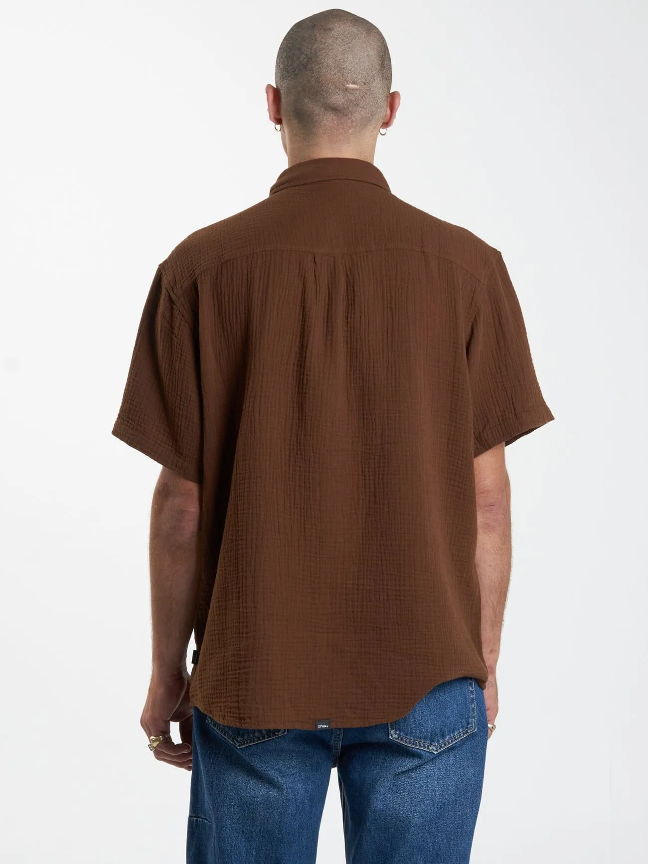 Minimal Thrills Seersucker Short Sleeve Shirt - Chestnut sold by Thrills product image thumbnail 2