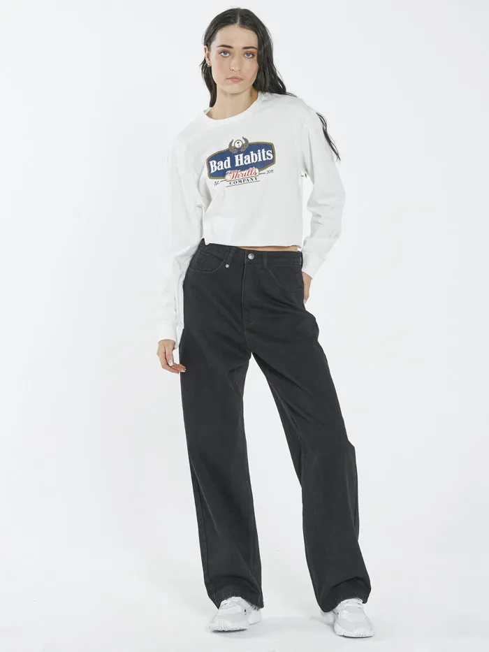 Bad Habits LS Merch Super Crop Tee - Dirty White sold by Thrills product image thumbnail 3