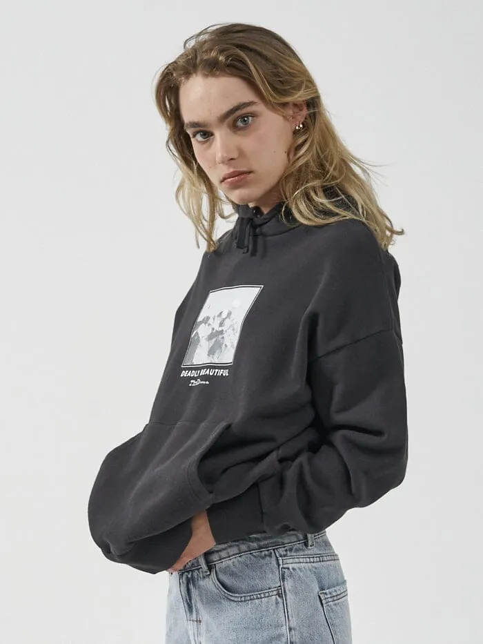 Deadly Beautiful Fleece Hood - Washed Black sold by Thrills product image thumbnail 4