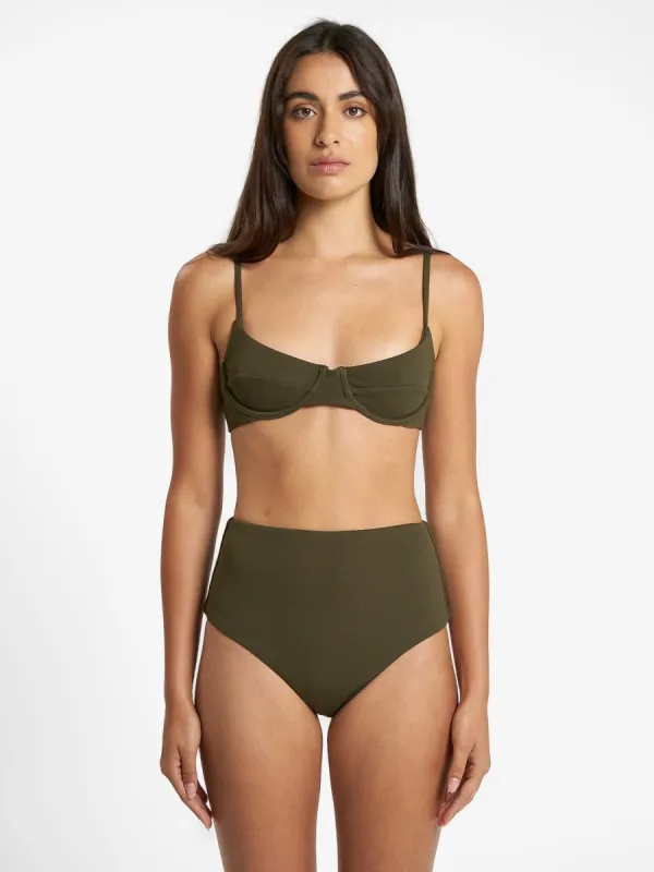 Adira High Waist Bikini Bottom - Tarmac sold by Thrills