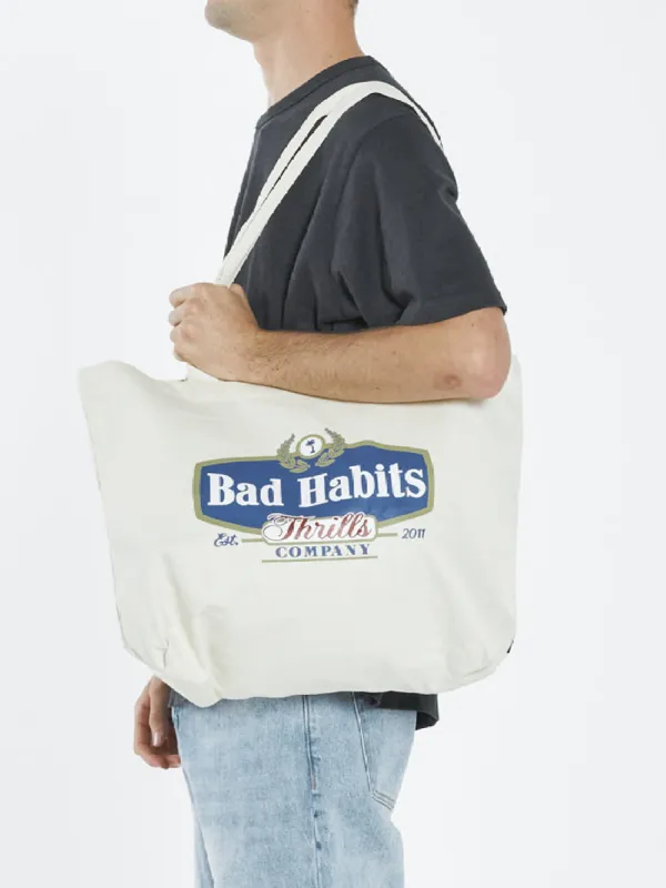 Bad Habits Tote Bag - Dirty White sold by Thrills