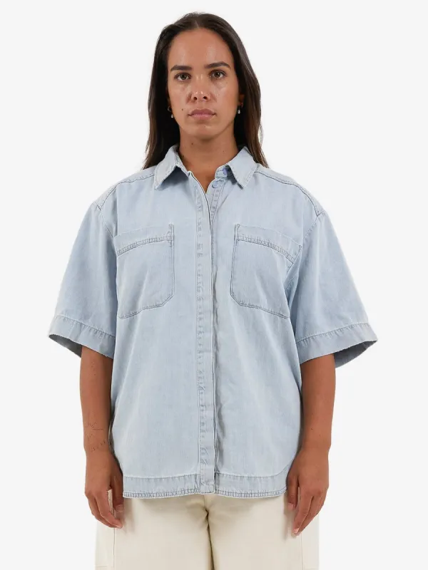Louise Denim Shirt - Faded Dust Blue sold by Thrills