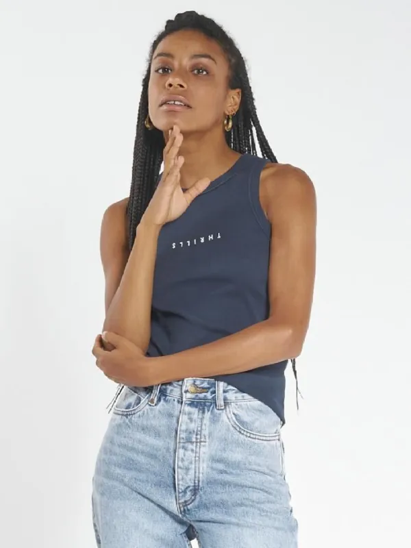 Minimal Thrills Racer Front Tank - Ink Navy sold by Thrills