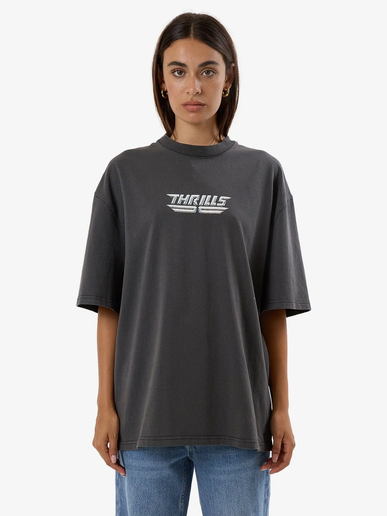 High Shine Oversized Tee - Merch Black sold by Thrills