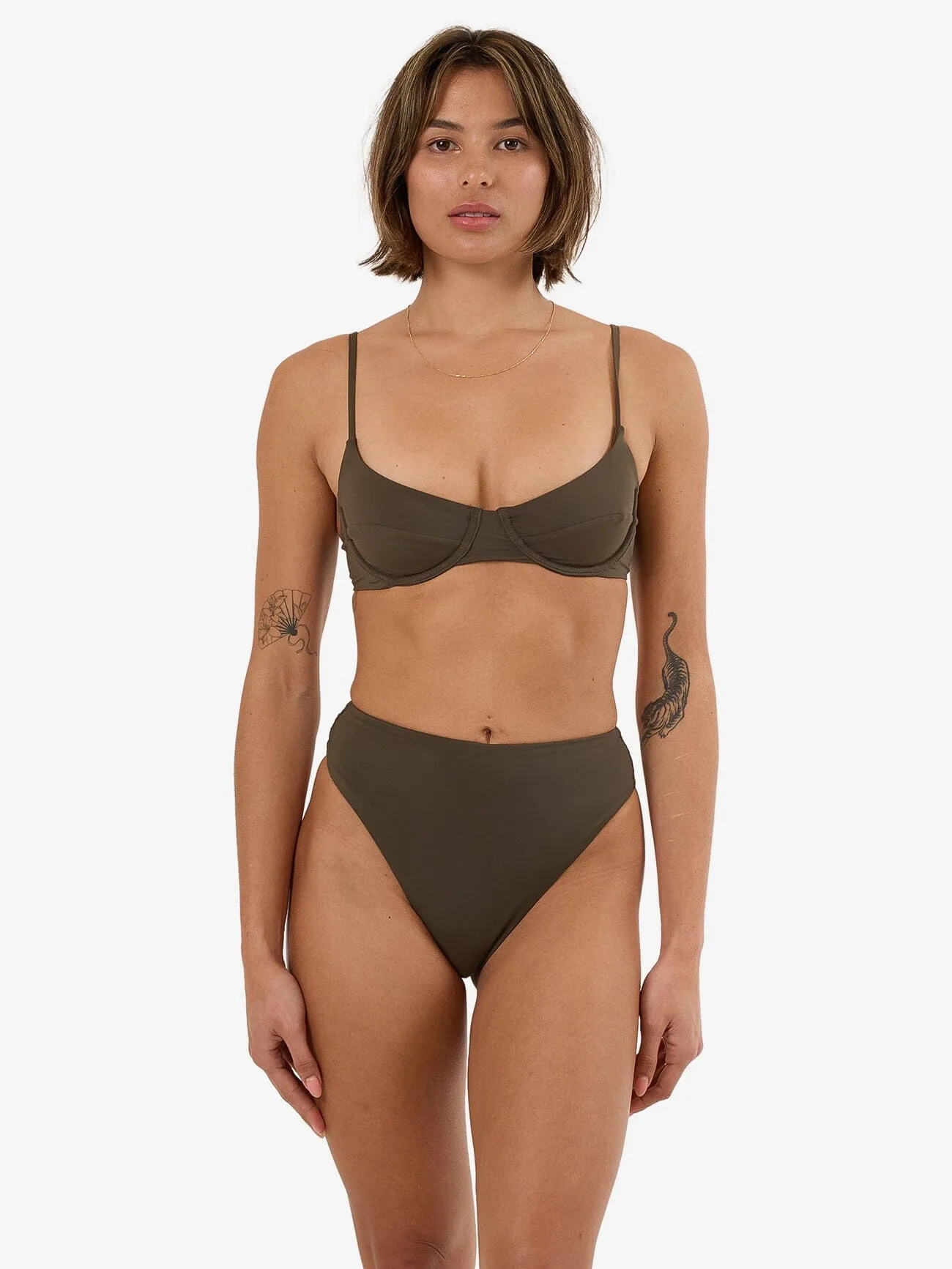 Thrills 90's High Cut Bikini Bottom - Tarmac sold by Thrills