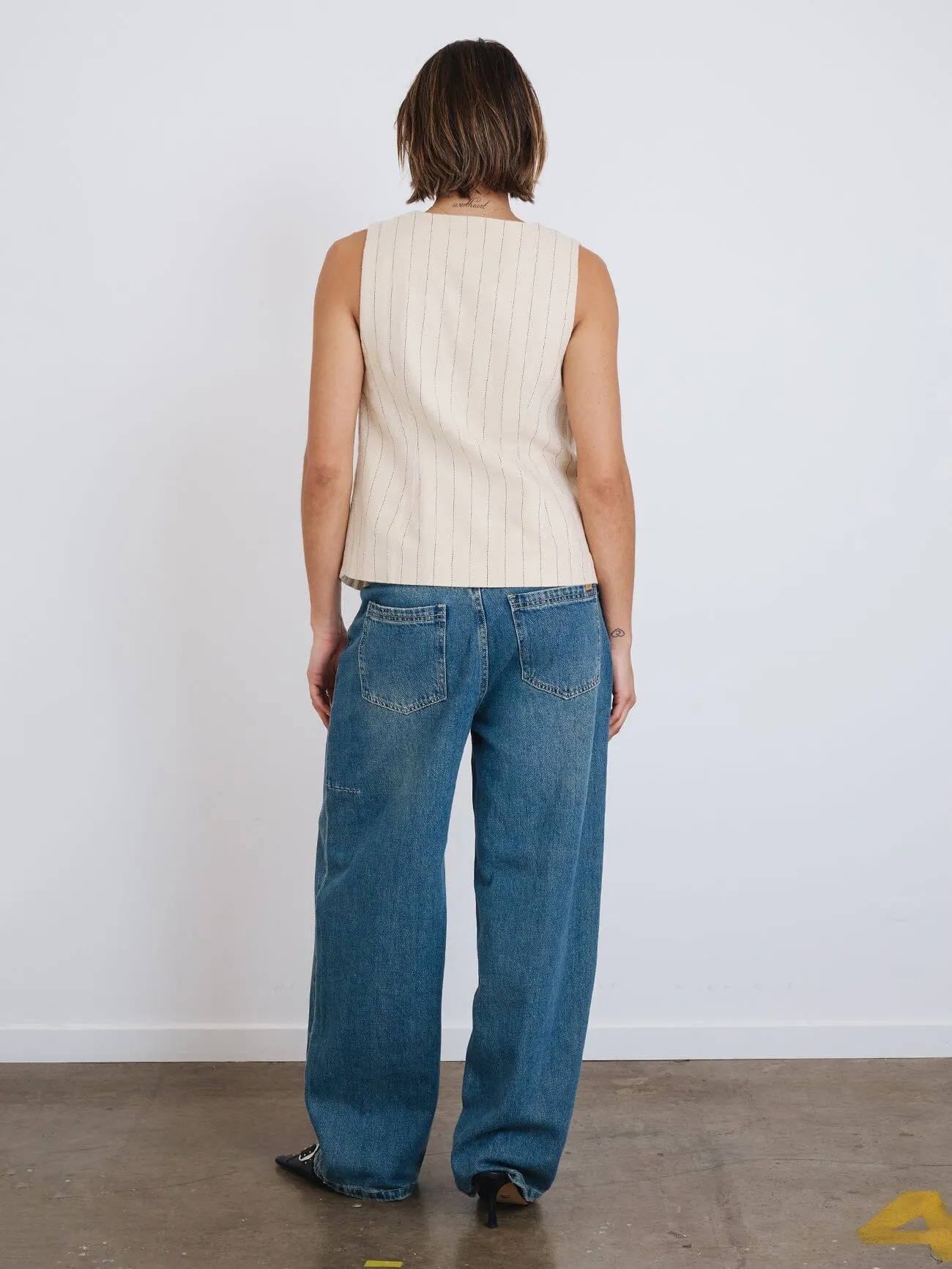 Olivia Pinstripe Oversize Vest - Tofu sold by Thrills product image thumbnail 3