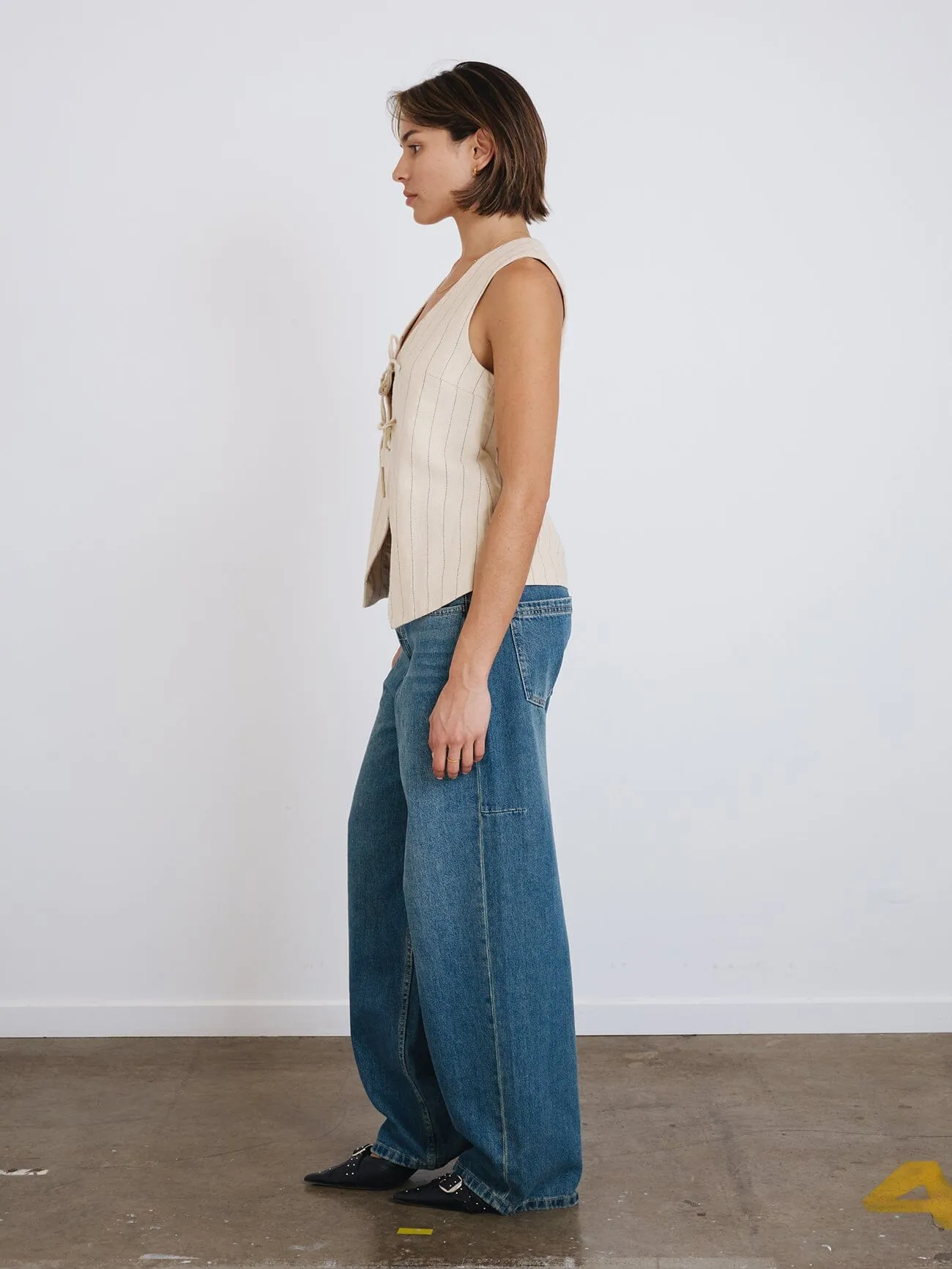 Olivia Pinstripe Oversize Vest - Tofu sold by Thrills product image thumbnail 5