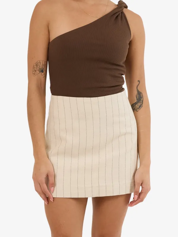 Olivia Pinstripe Skirt - Tofu sold by Thrills