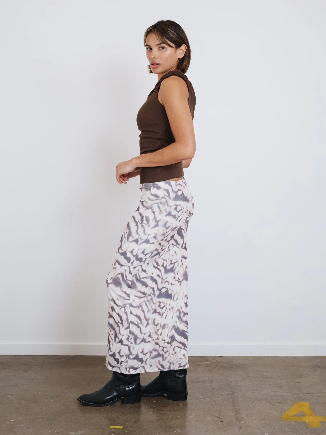 Brynn Rib One Shoulder Top - Dark Brindle sold by Thrills product image thumbnail 4