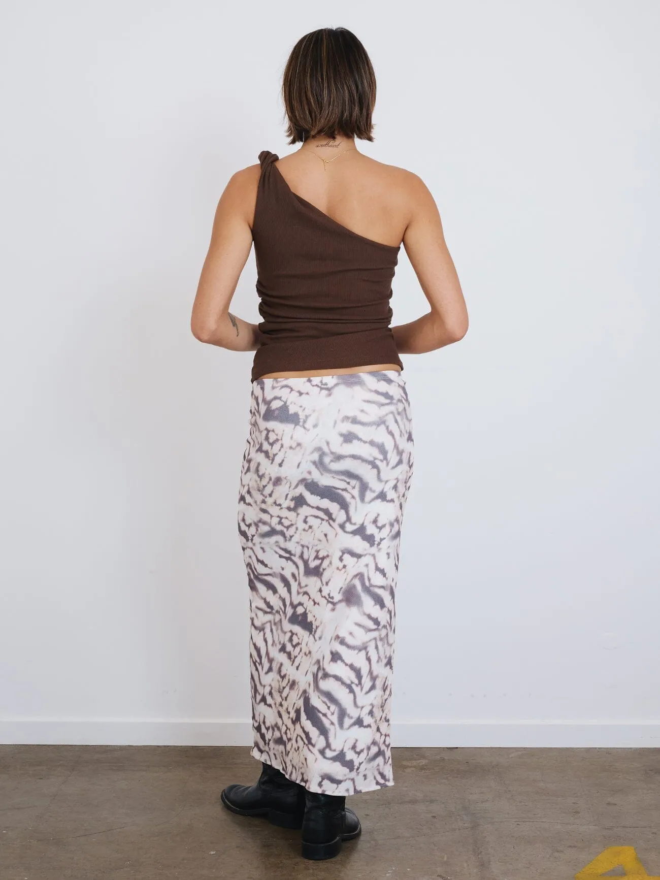 Brynn Rib One Shoulder Top - Dark Brindle sold by Thrills product image thumbnail 3