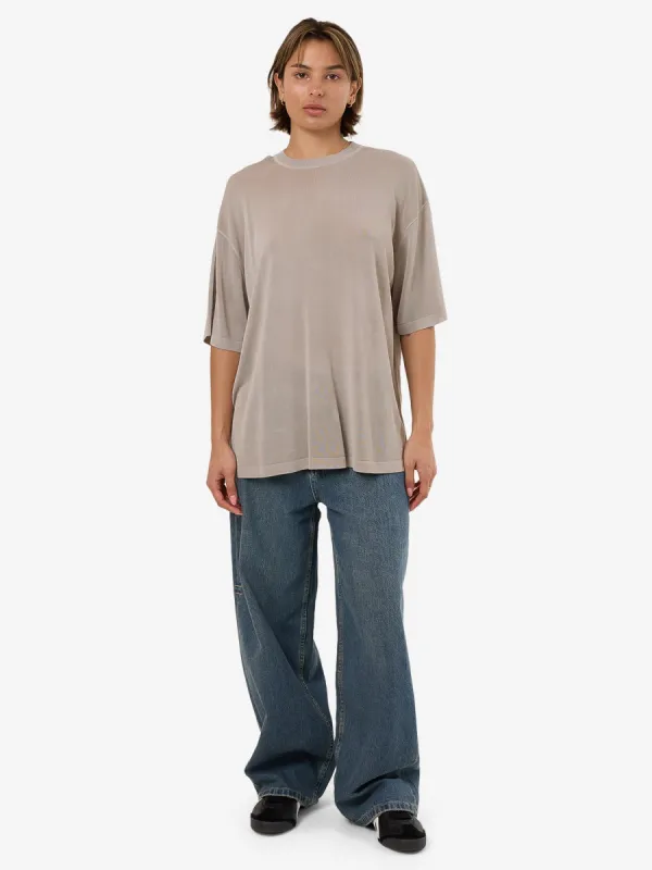 Anais Knit Oversize Tee - Oyster Grey sold by Thrills