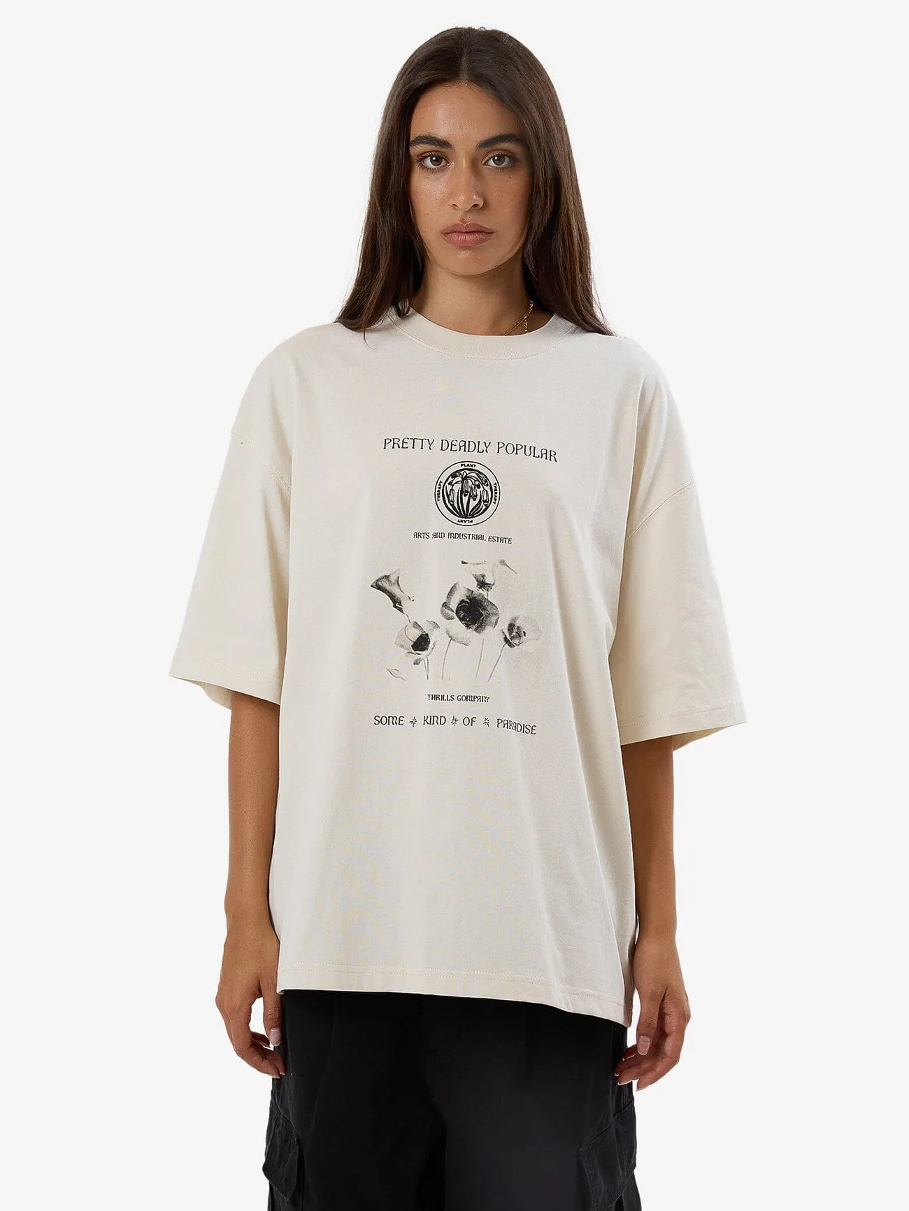 Deadly Posy Oversized Tee - Heritage White sold by Thrills