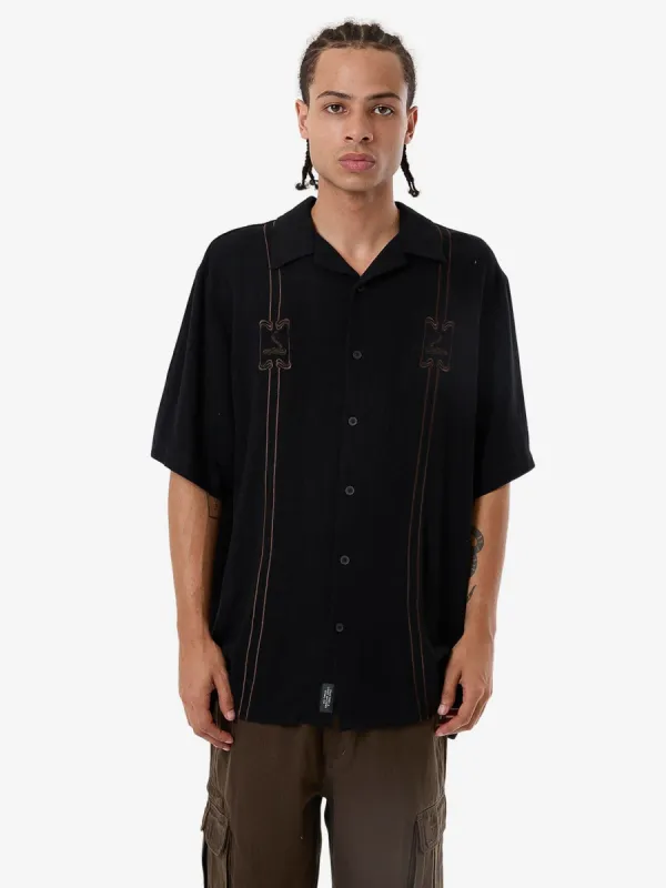 Above It All Bowling Shirt - Black sold by Thrills