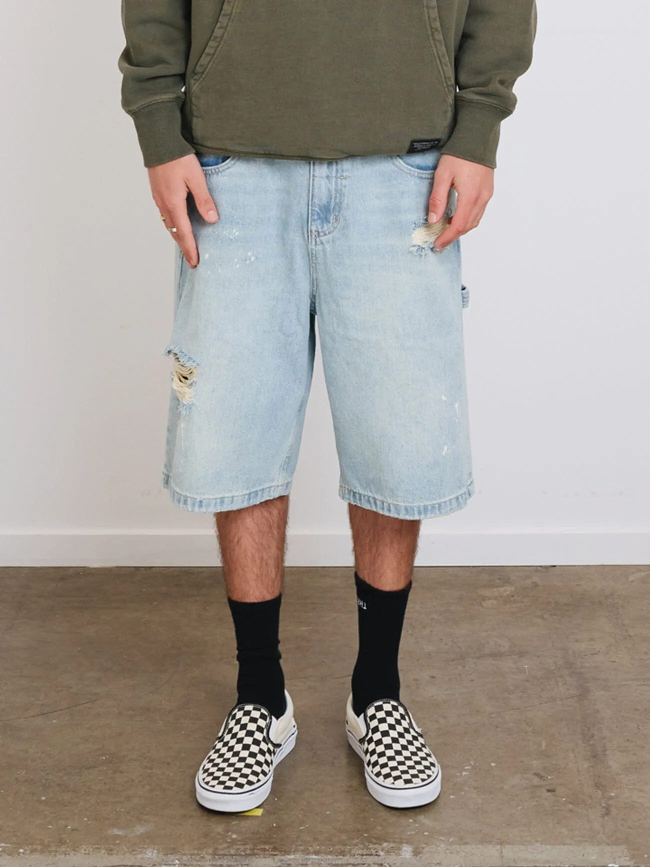 Big Slacker Denim Short - Dirty Ash Blue sold by Thrills