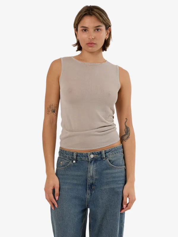 Anais Knit Tank - Oyster Grey sold by Thrills