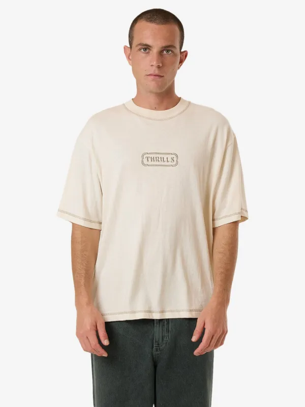 Lost In Paradise Embro Box Fit Oversize Short Tee - Unbleached sold by Thrills