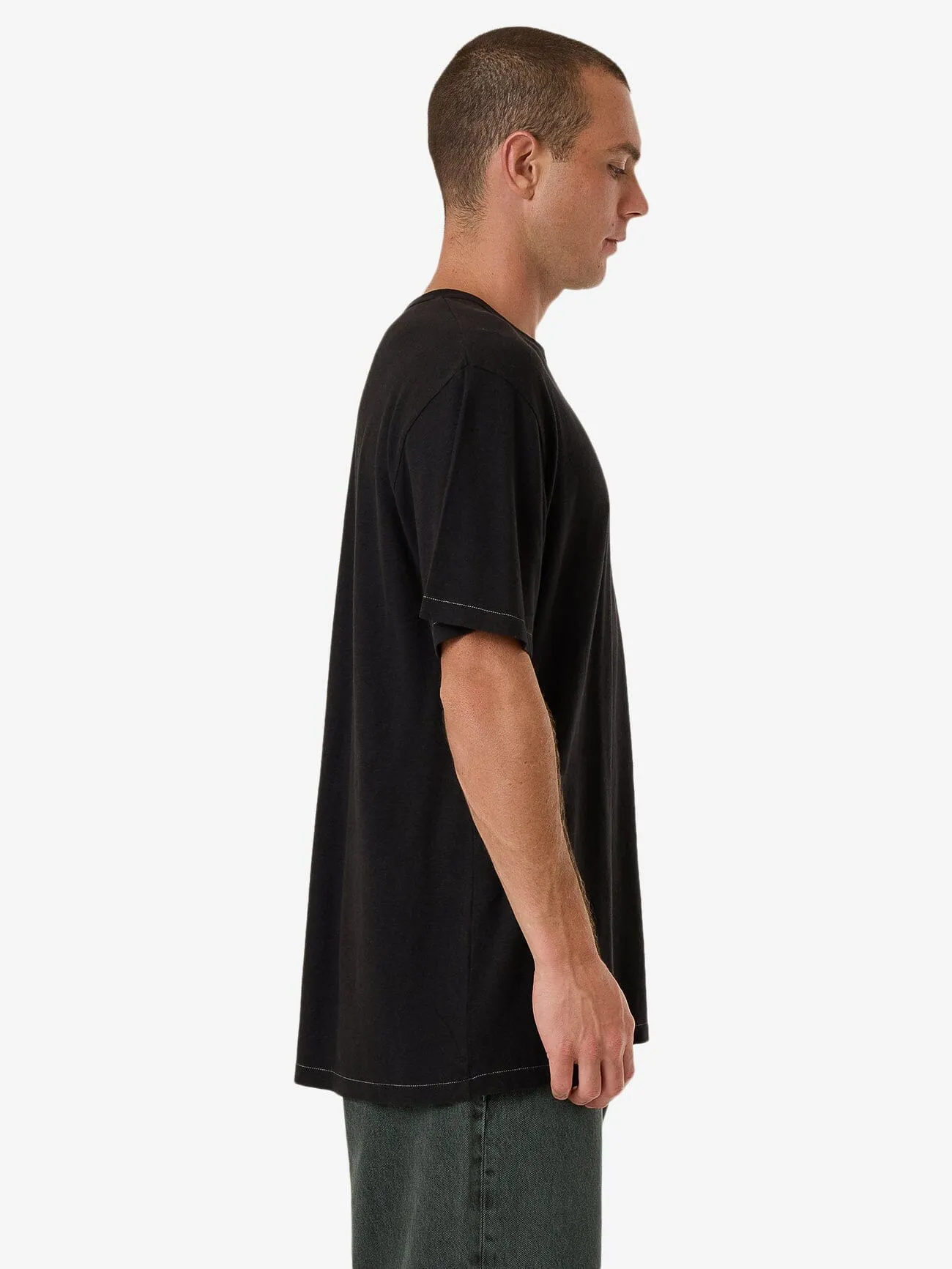 Hemp Thrills Embro Lightweight Contrast Stitch Merch Fit Tee - Black sold by Thrills product image thumbnail 4