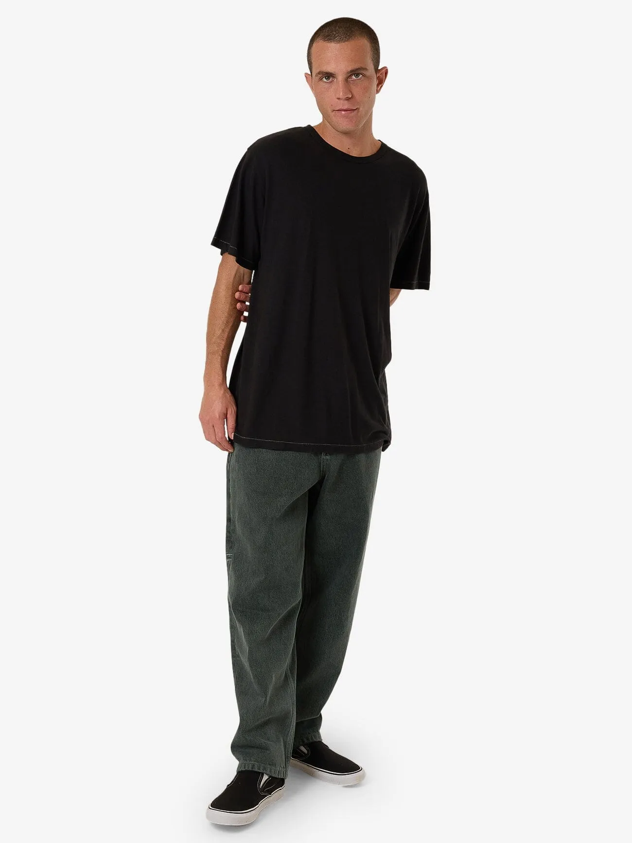 Hemp Thrills Embro Lightweight Contrast Stitch Merch Fit Tee - Black sold by Thrills product image thumbnail 5