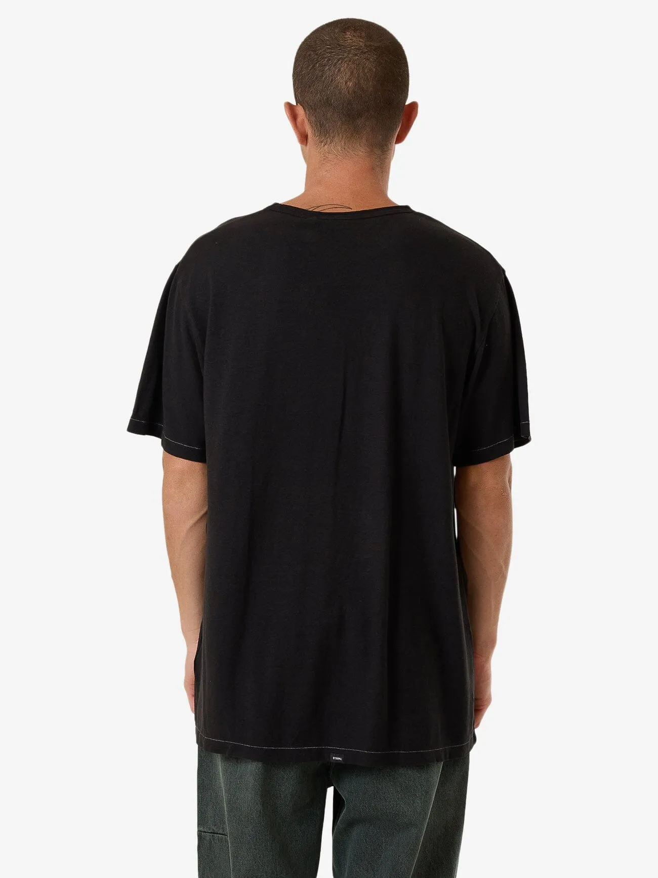 Hemp Thrills Embro Lightweight Contrast Stitch Merch Fit Tee - Black sold by Thrills product image thumbnail 2