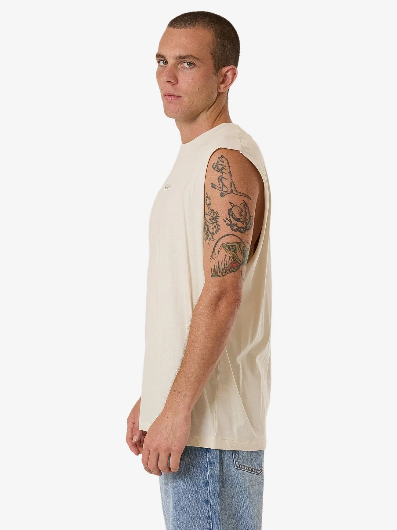 Minimal Thrills Merch Fit Muscle Tee - Heritage White sold by Thrills product image thumbnail 3