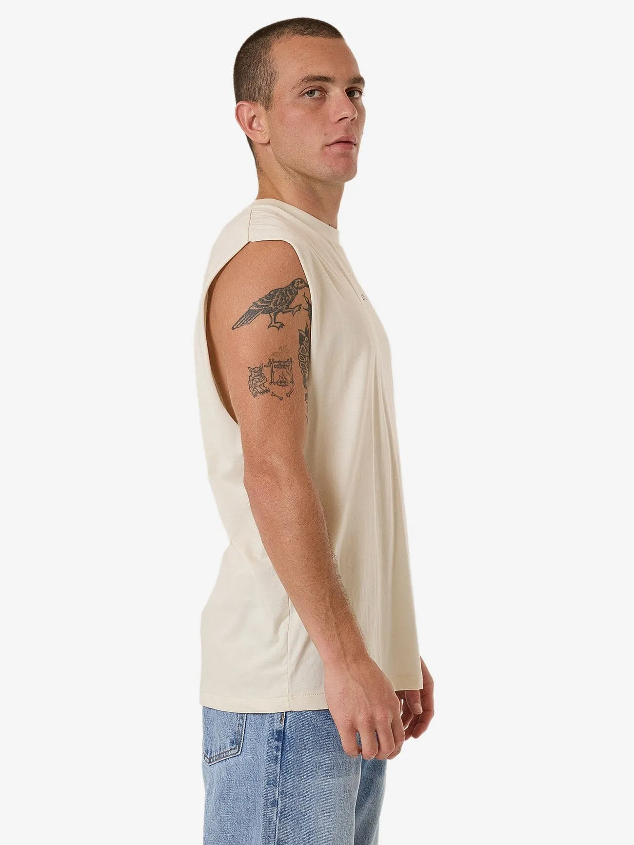 Minimal Thrills Merch Fit Muscle Tee - Heritage White sold by Thrills product image thumbnail 4