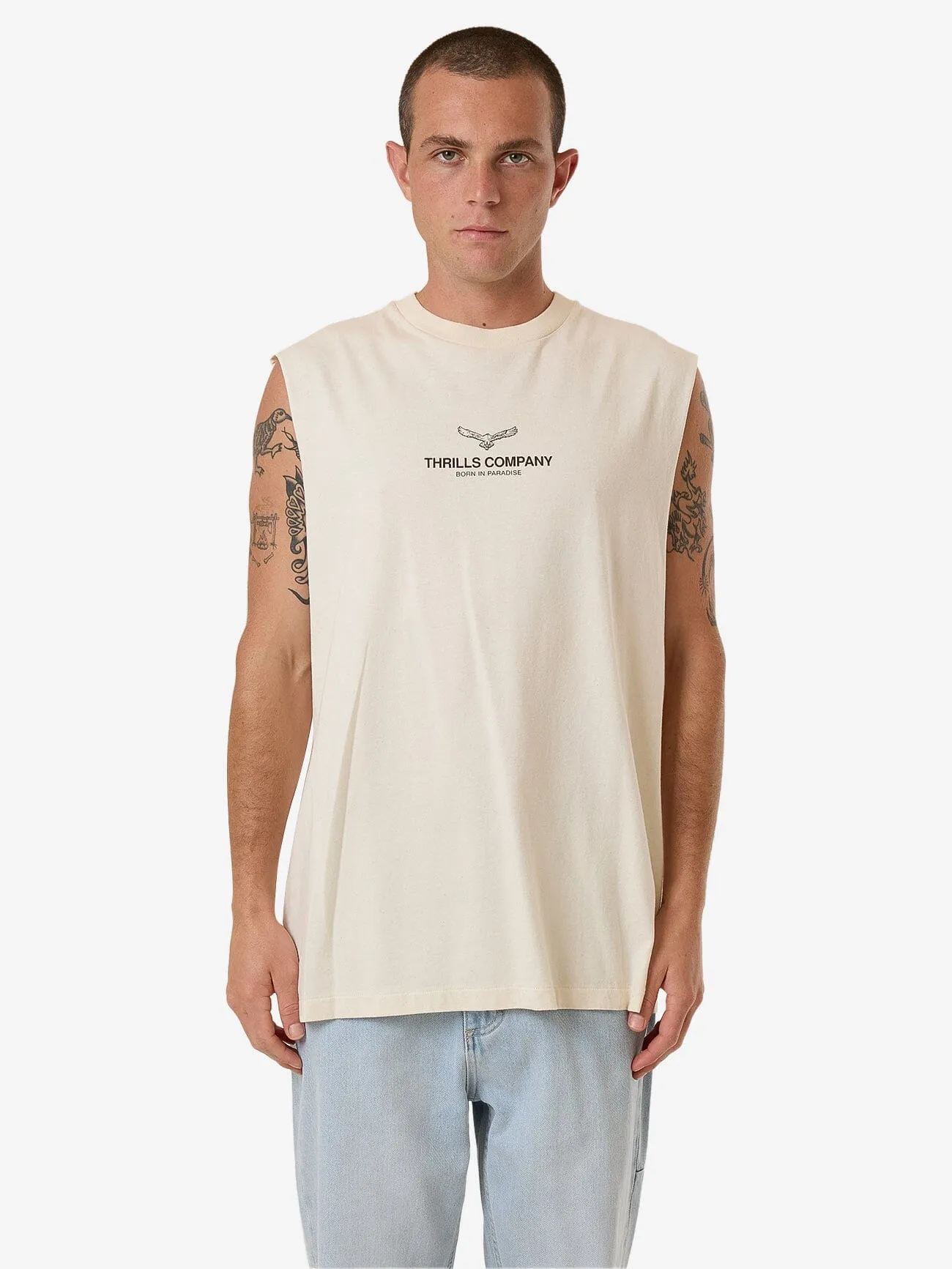 Emblem Merch Fit Muscle Tee - Unbleached sold by Thrills