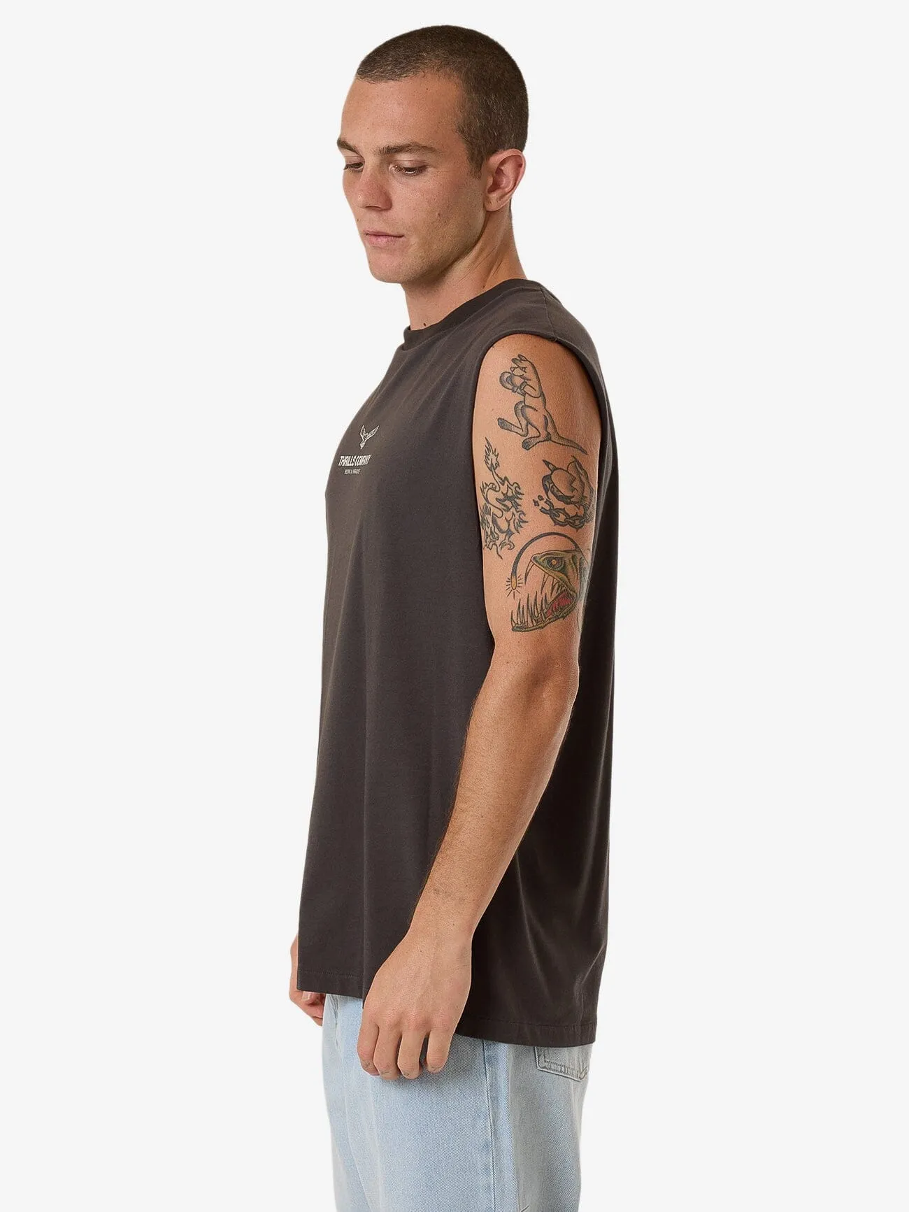 Emblem Merch Fit Muscle Tee - Merch Black sold by Thrills product image thumbnail 3