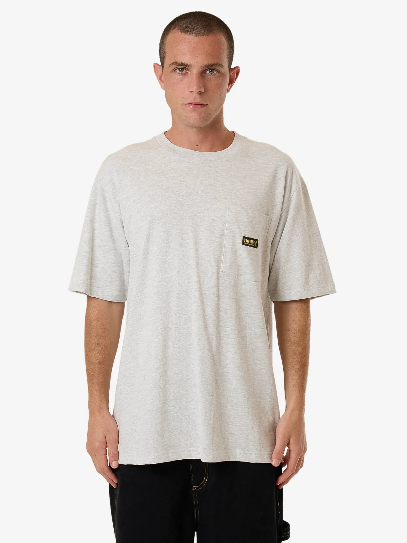 Thrills Union Oversize Fit Pocket Tee - White Marle sold by Thrills