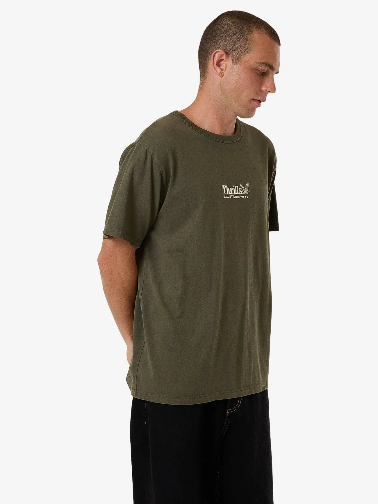Thrills Workwear Embro Merch Fit Tee - Grape Leaf sold by Thrills product image thumbnail 4