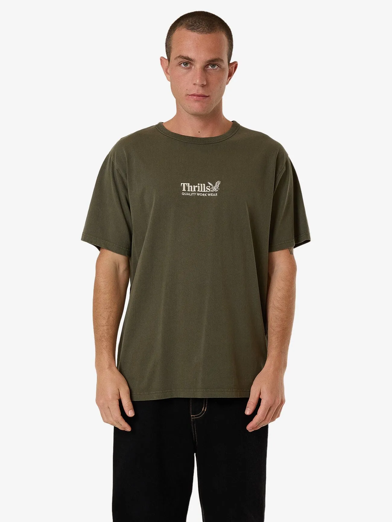 Thrills Workwear Embro Merch Fit Tee - Grape Leaf sold by Thrills