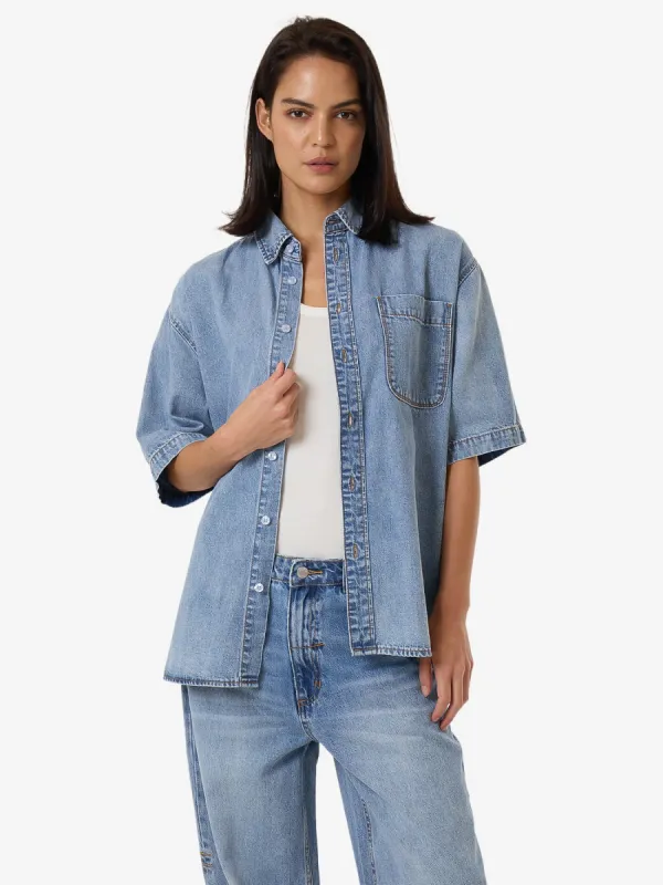 Darian Denim Shirt - Tempest Blue sold by Thrills