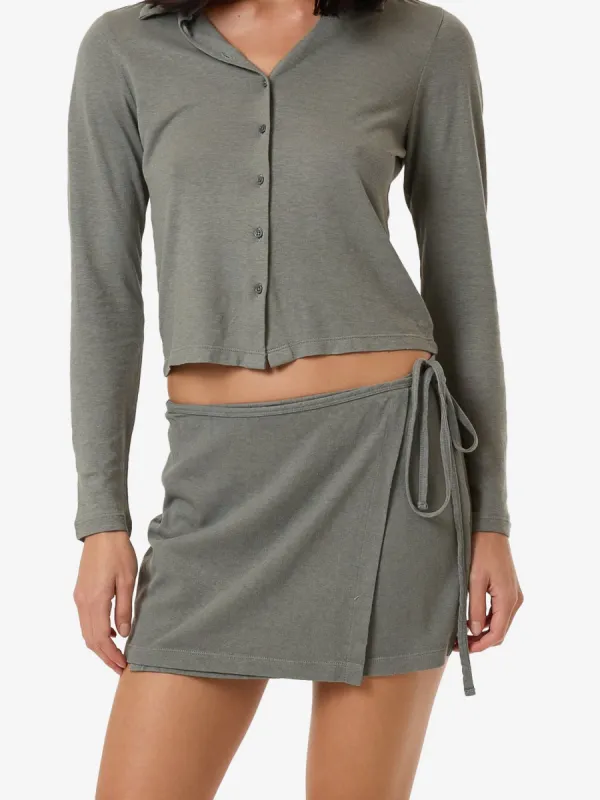 Hemp Wrap Mini Skirt - Green Smoke sold by Thrills