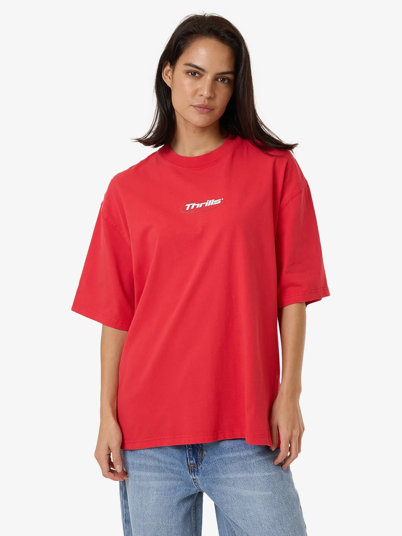 Arena Oversized Tee - Flame Red sold by Thrills