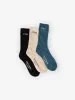 Minimal Thrills Embro 3 Pack Sock - Heritage White - Black - Dark Slate sold by Thrills