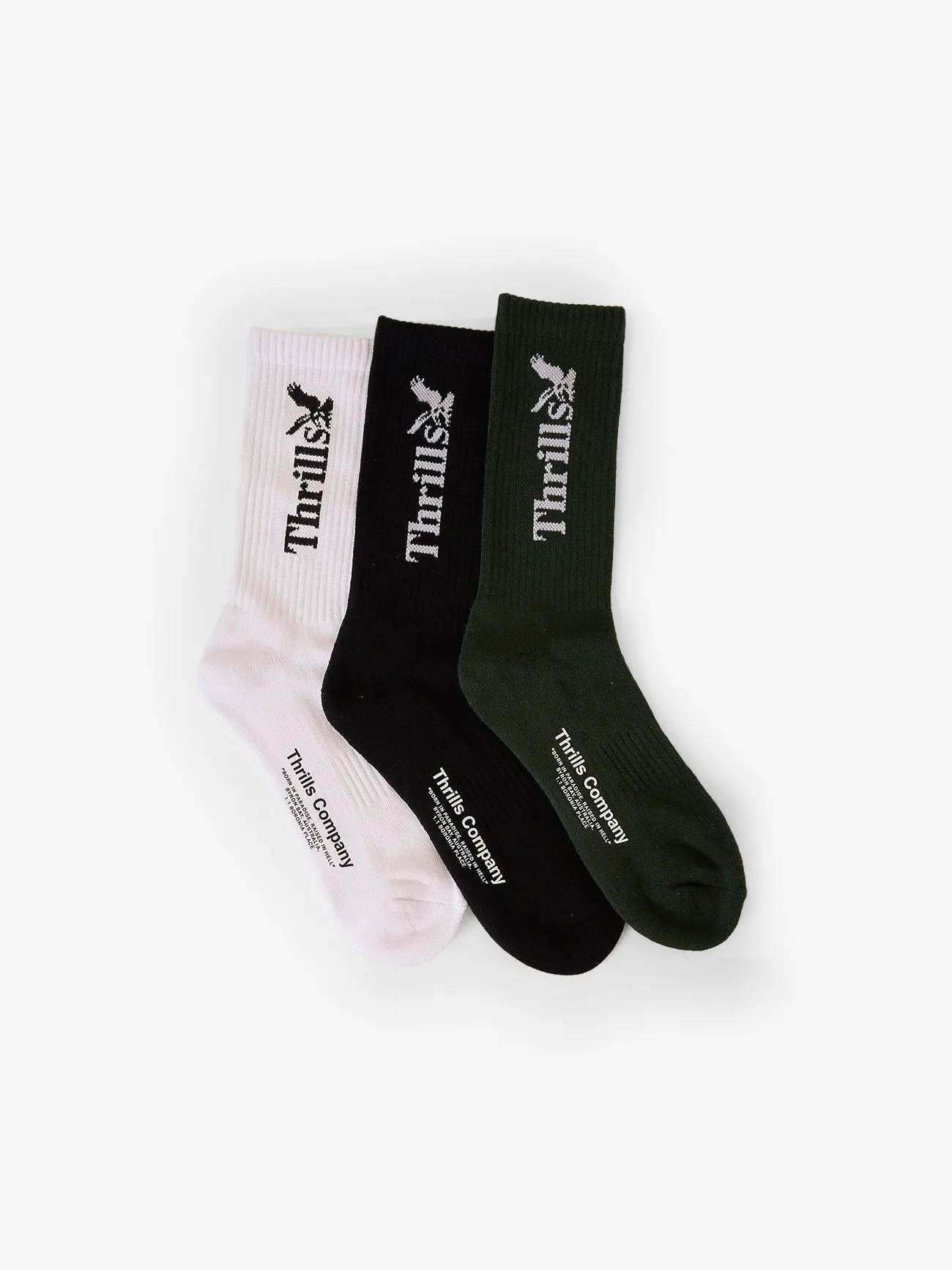 Thrills Workwear 3 Pack Sock - White - Black - Grape Leaf sold by Thrills