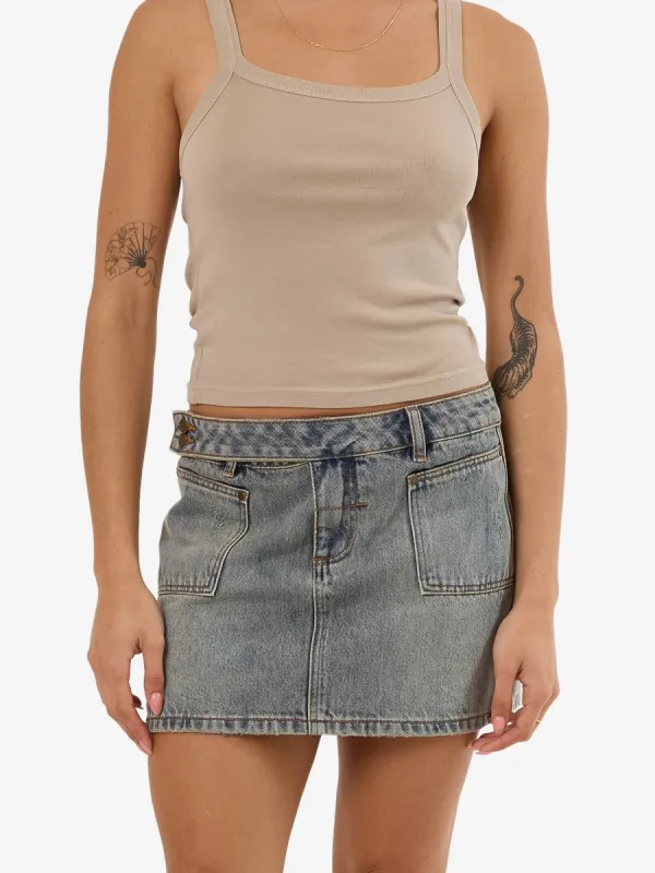 Wyatt Skirt - Worn Out Blue sold by Thrills