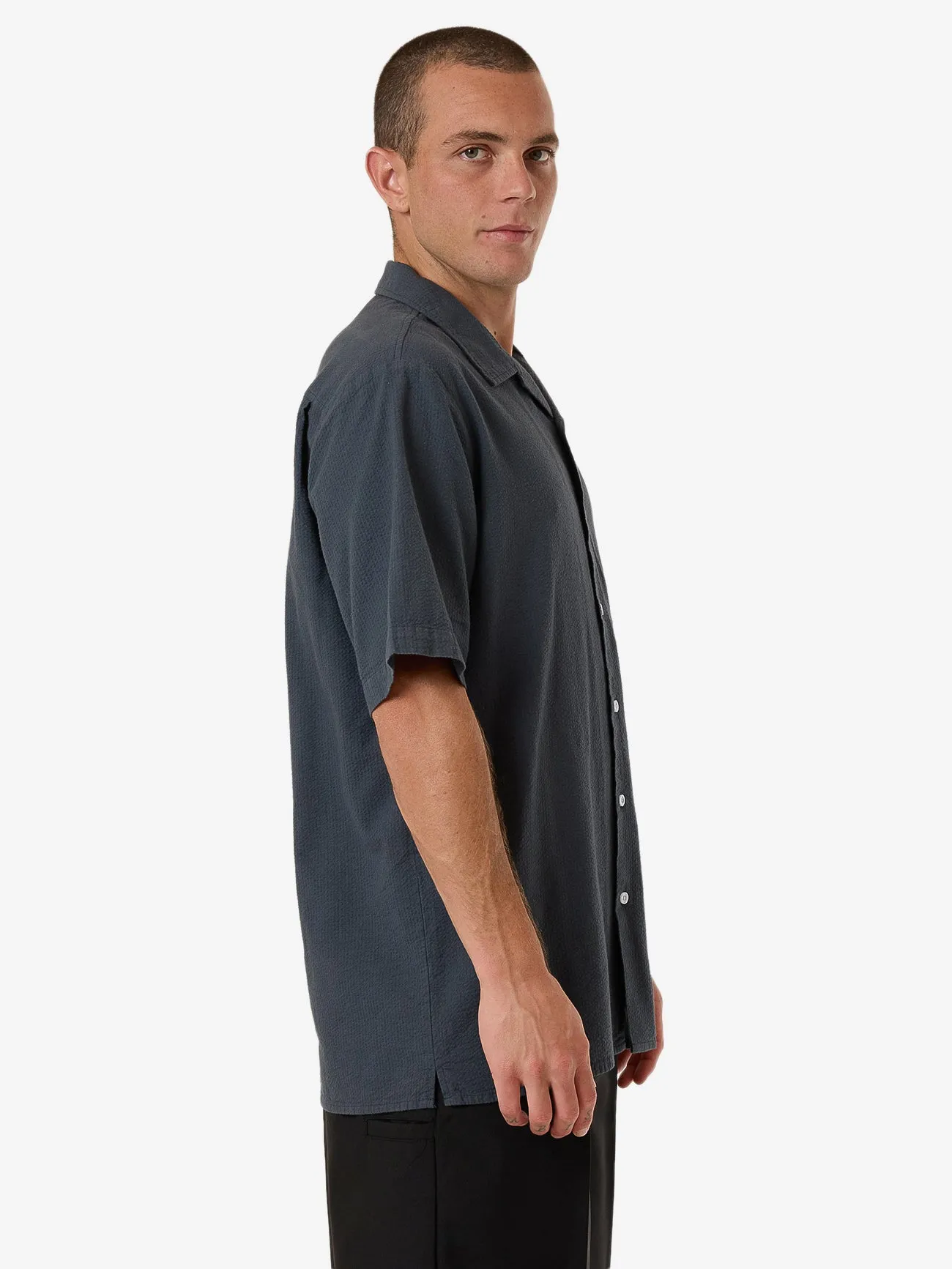 Minimal Thrills Stripe Bowling Shirt - Dark Slate sold by Thrills product image thumbnail 4
